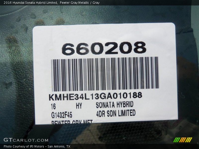 Pewter Gray Metallic / Gray 2016 Hyundai Sonata Hybrid Limited