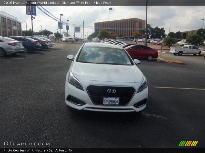 Diamond White Pearl / Blue Pearl 2016 Hyundai Sonata Hybrid Limited