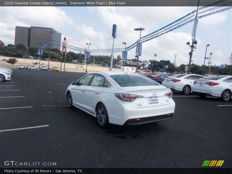 Diamond White Pearl / Blue Pearl 2016 Hyundai Sonata Hybrid Limited