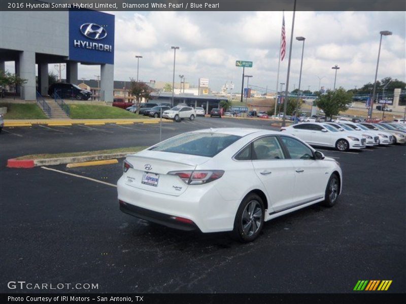 Diamond White Pearl / Blue Pearl 2016 Hyundai Sonata Hybrid Limited