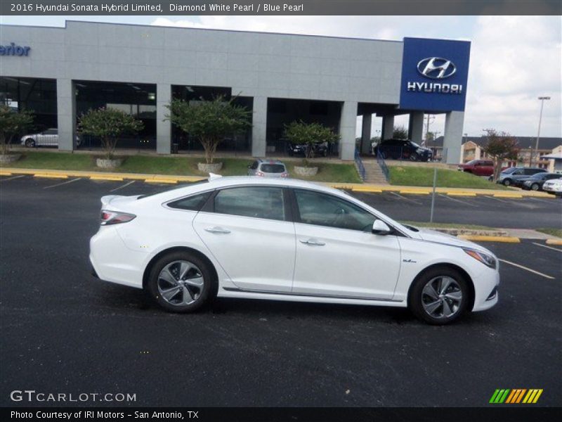 Diamond White Pearl / Blue Pearl 2016 Hyundai Sonata Hybrid Limited
