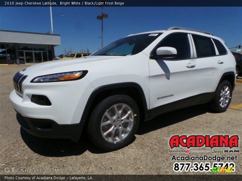 Bright White / Black/Light Frost Beige 2016 Jeep Cherokee Latitude