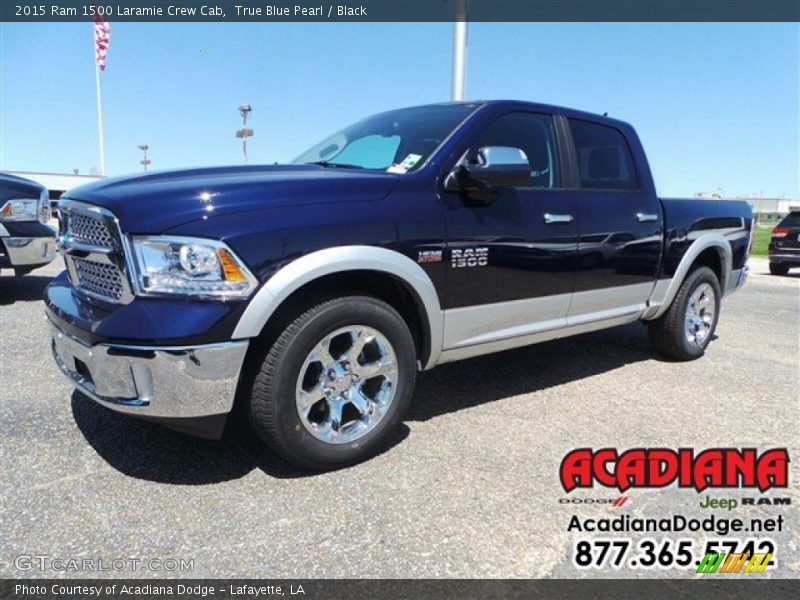 True Blue Pearl / Black 2015 Ram 1500 Laramie Crew Cab