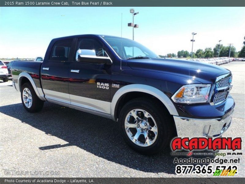 True Blue Pearl / Black 2015 Ram 1500 Laramie Crew Cab