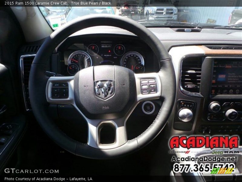 True Blue Pearl / Black 2015 Ram 1500 Laramie Crew Cab