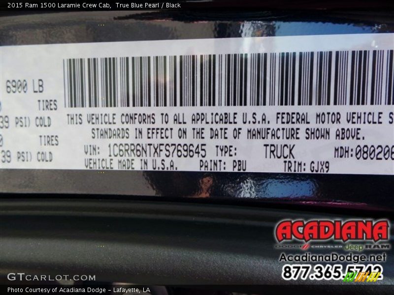 True Blue Pearl / Black 2015 Ram 1500 Laramie Crew Cab