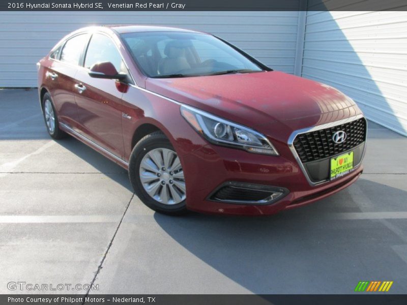 Venetian Red Pearl / Gray 2016 Hyundai Sonata Hybrid SE