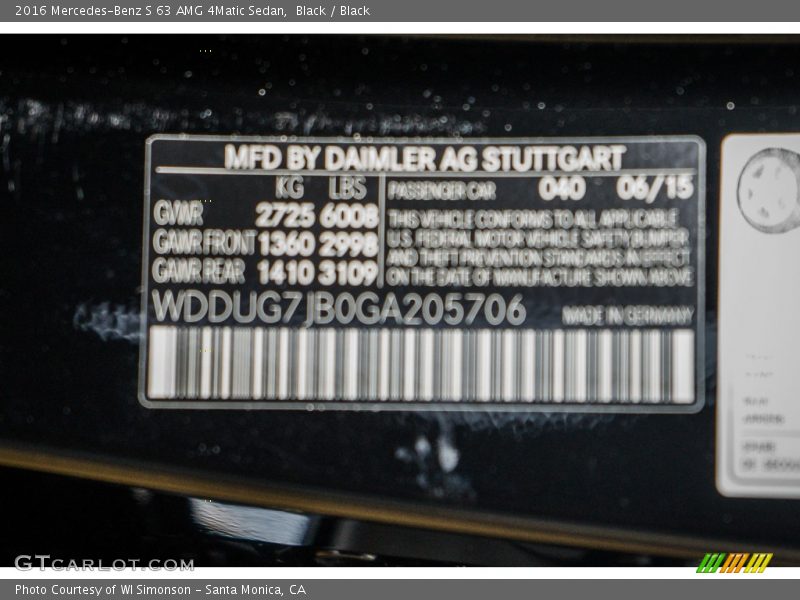 Black / Black 2016 Mercedes-Benz S 63 AMG 4Matic Sedan