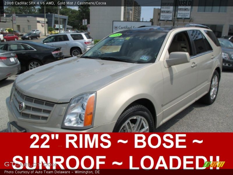 Gold Mist / Cashmere/Cocoa 2008 Cadillac SRX 4 V6 AWD