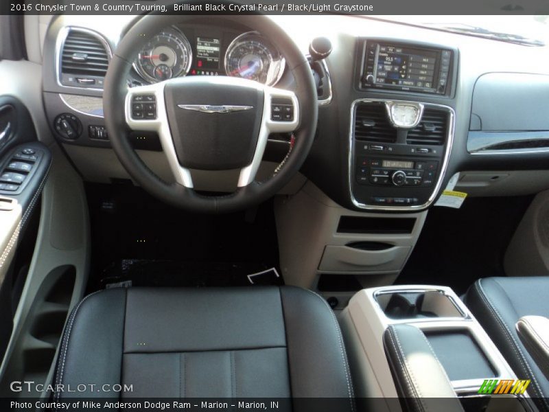 Brilliant Black Crystal Pearl / Black/Light Graystone 2016 Chrysler Town & Country Touring