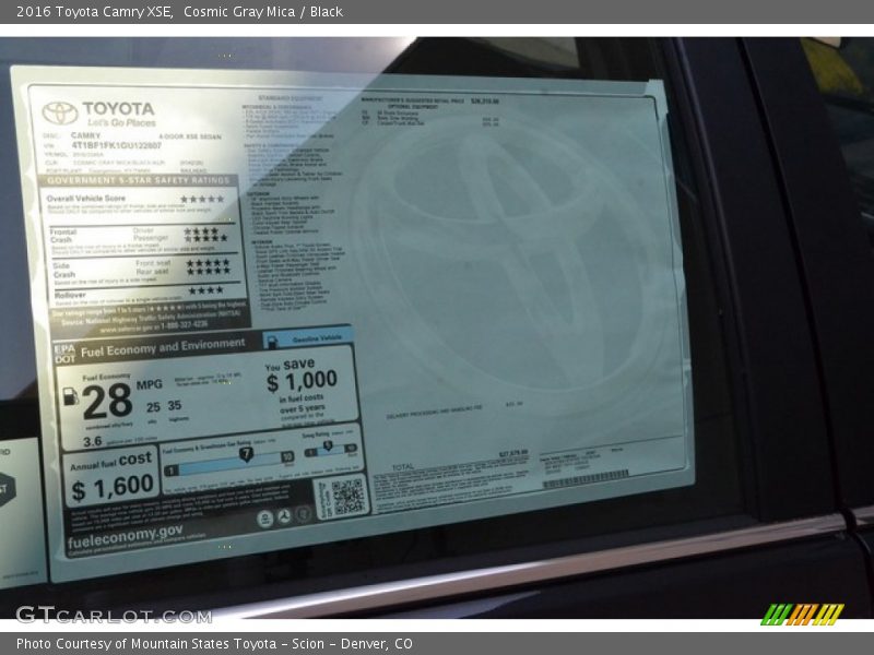 Cosmic Gray Mica / Black 2016 Toyota Camry XSE