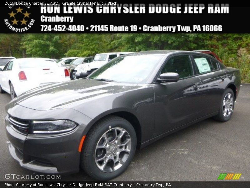 Granite Crystal Metallic / Black 2015 Dodge Charger SE AWD
