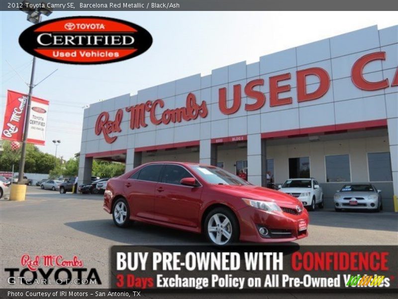Barcelona Red Metallic / Black/Ash 2012 Toyota Camry SE