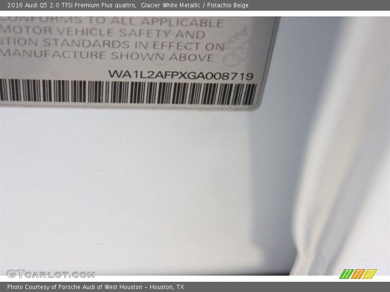 Glacier White Metallic / Pistachio Beige 2016 Audi Q5 2.0 TFSI Premium Plus quattro