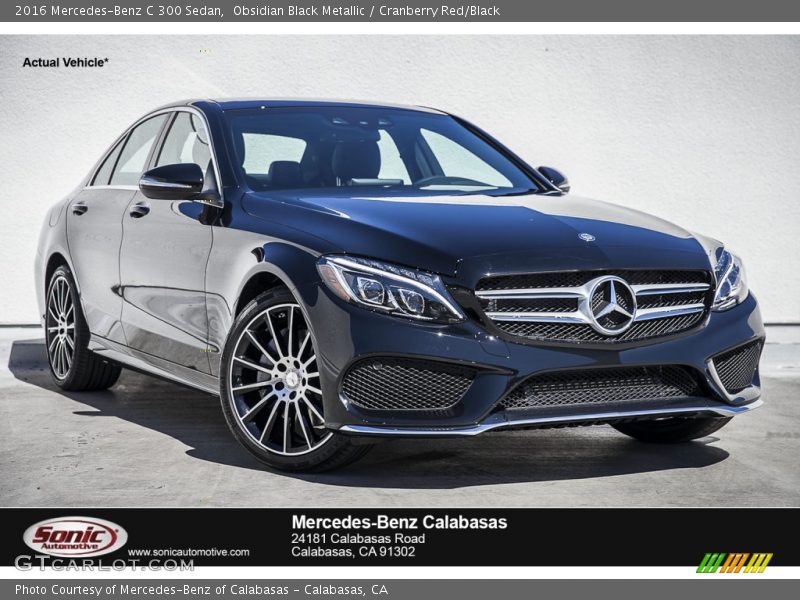 Obsidian Black Metallic / Cranberry Red/Black 2016 Mercedes-Benz C 300 Sedan