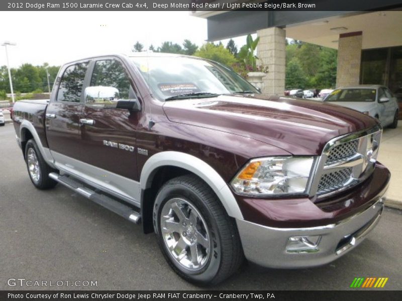 Deep Molten Red Pearl / Light Pebble Beige/Bark Brown 2012 Dodge Ram 1500 Laramie Crew Cab 4x4