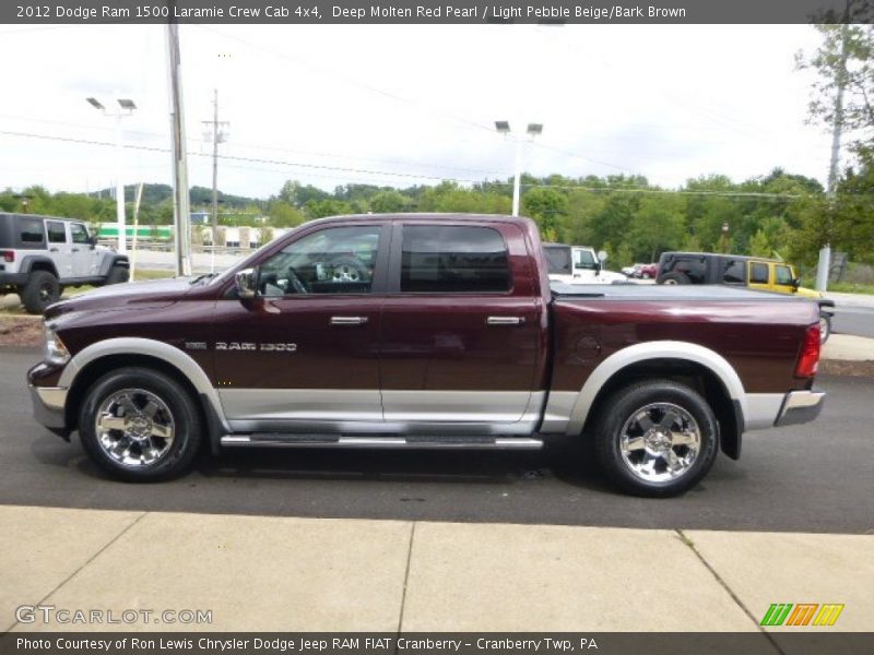 Deep Molten Red Pearl / Light Pebble Beige/Bark Brown 2012 Dodge Ram 1500 Laramie Crew Cab 4x4