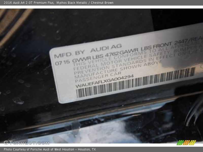 Mythos Black Metallic / Chestnut Brown 2016 Audi A4 2.0T Premium Plus
