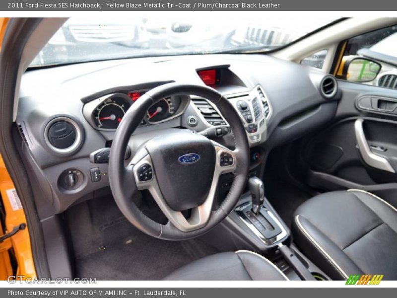  2011 Fiesta SES Hatchback Plum/Charcoal Black Leather Interior