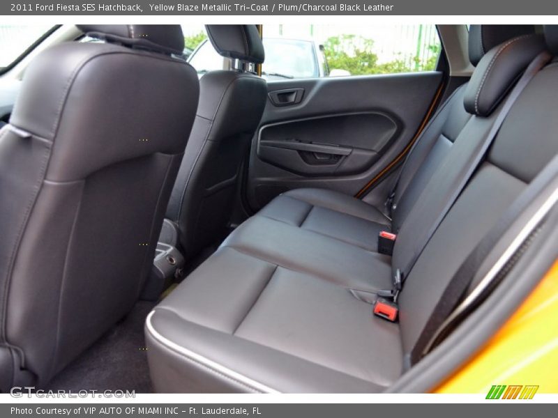 Yellow Blaze Metallic Tri-Coat / Plum/Charcoal Black Leather 2011 Ford Fiesta SES Hatchback