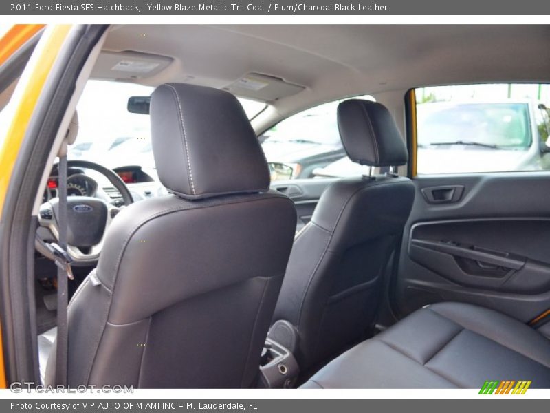 Yellow Blaze Metallic Tri-Coat / Plum/Charcoal Black Leather 2011 Ford Fiesta SES Hatchback