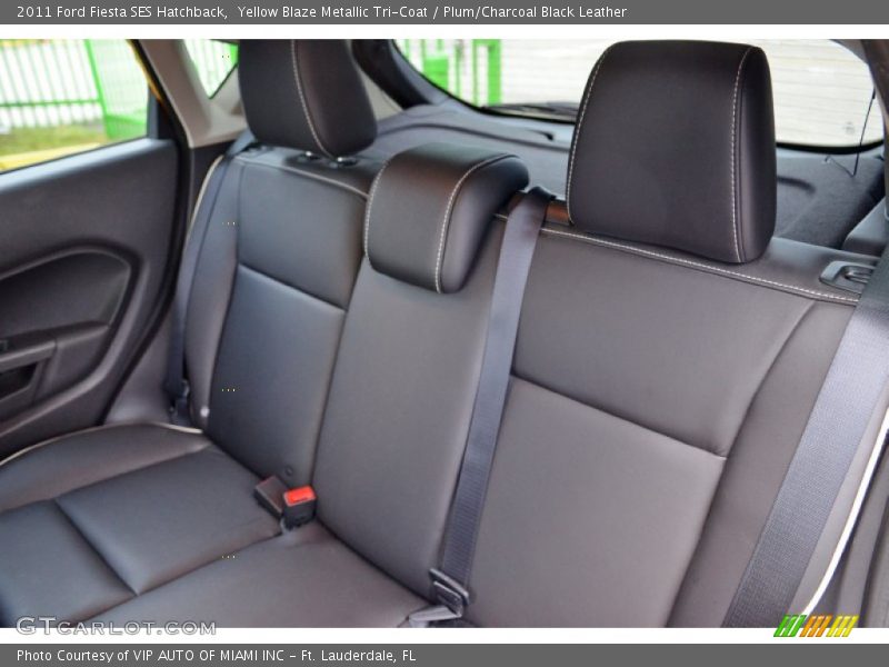 Yellow Blaze Metallic Tri-Coat / Plum/Charcoal Black Leather 2011 Ford Fiesta SES Hatchback
