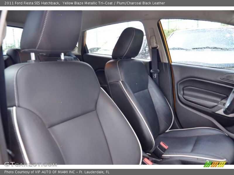 Yellow Blaze Metallic Tri-Coat / Plum/Charcoal Black Leather 2011 Ford Fiesta SES Hatchback