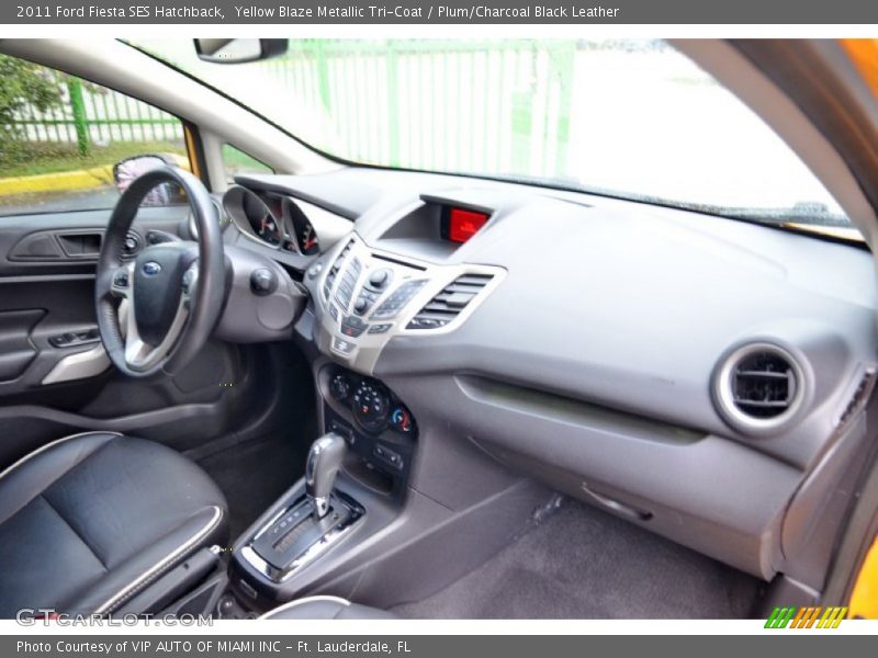 Yellow Blaze Metallic Tri-Coat / Plum/Charcoal Black Leather 2011 Ford Fiesta SES Hatchback