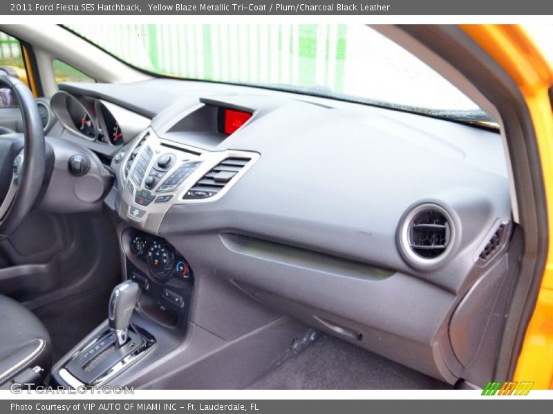 Yellow Blaze Metallic Tri-Coat / Plum/Charcoal Black Leather 2011 Ford Fiesta SES Hatchback