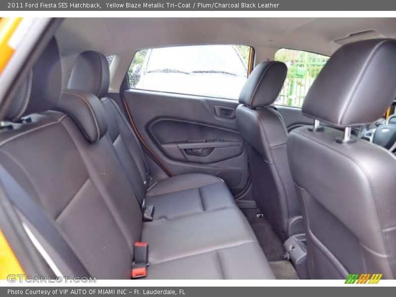 Yellow Blaze Metallic Tri-Coat / Plum/Charcoal Black Leather 2011 Ford Fiesta SES Hatchback