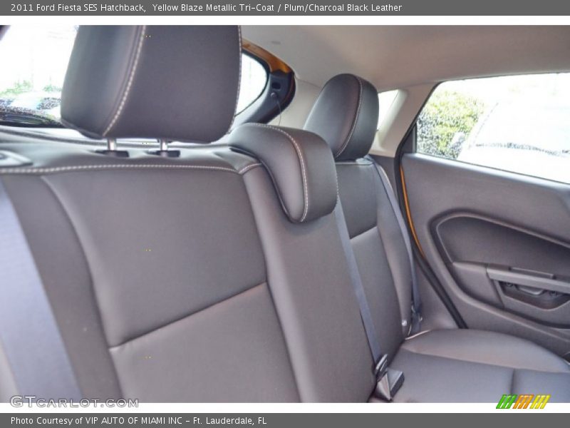Yellow Blaze Metallic Tri-Coat / Plum/Charcoal Black Leather 2011 Ford Fiesta SES Hatchback