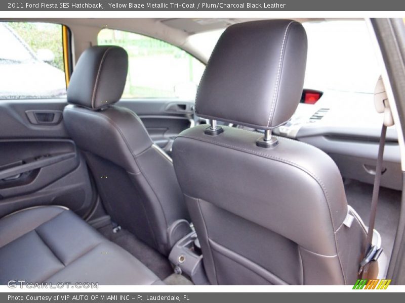 Yellow Blaze Metallic Tri-Coat / Plum/Charcoal Black Leather 2011 Ford Fiesta SES Hatchback