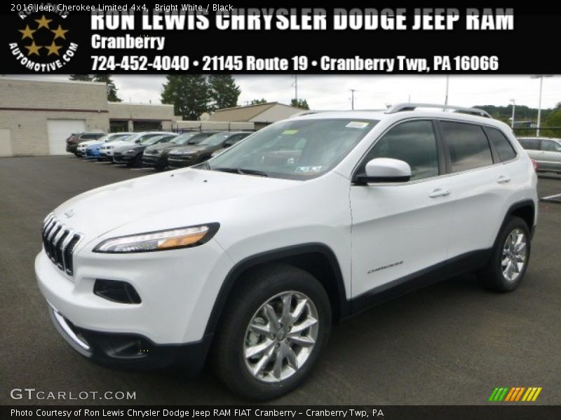 Bright White / Black 2016 Jeep Cherokee Limited 4x4