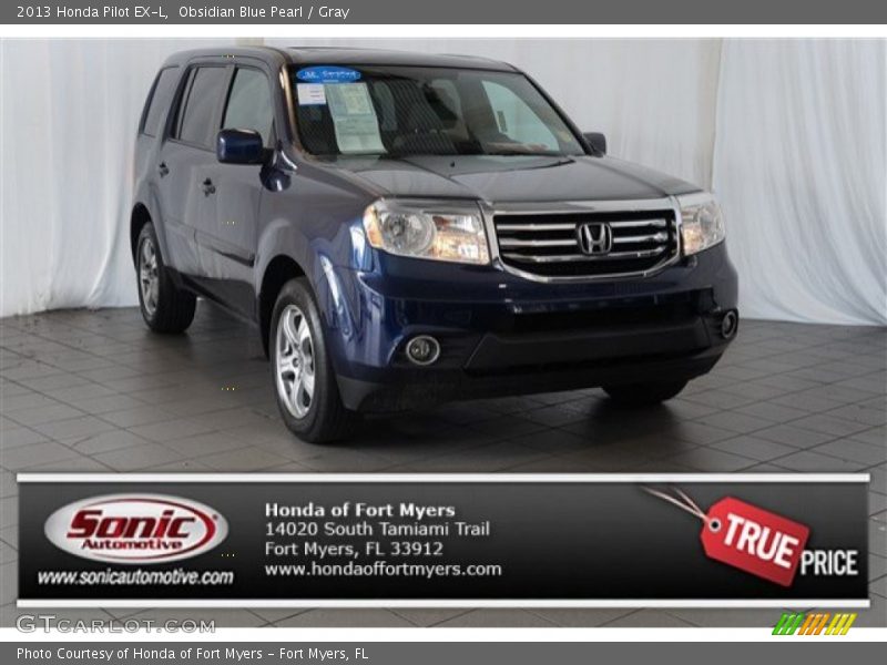 Obsidian Blue Pearl / Gray 2013 Honda Pilot EX-L