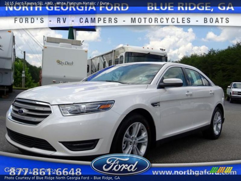 White Platinum Metallic / Dune 2015 Ford Taurus SEL AWD