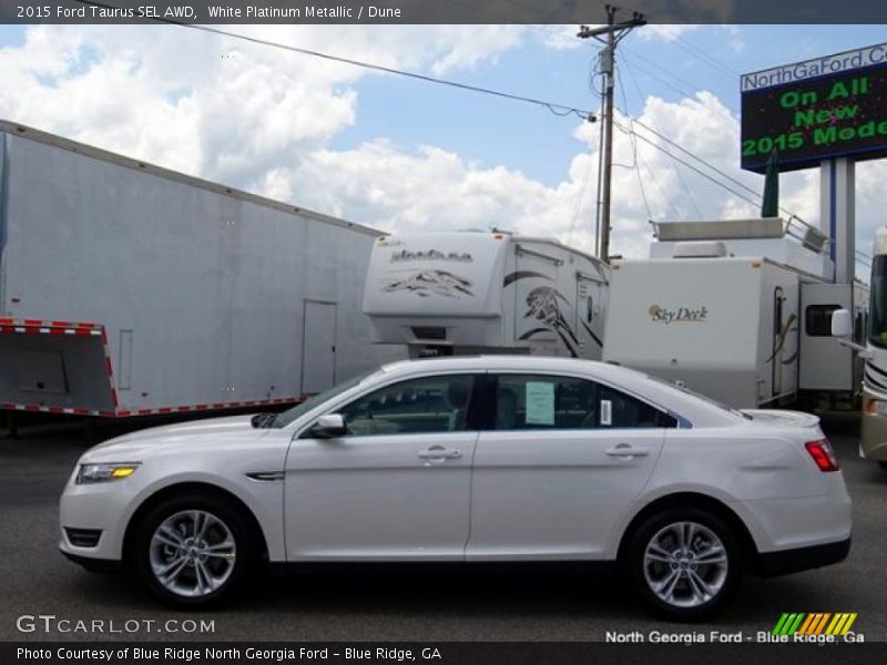 White Platinum Metallic / Dune 2015 Ford Taurus SEL AWD