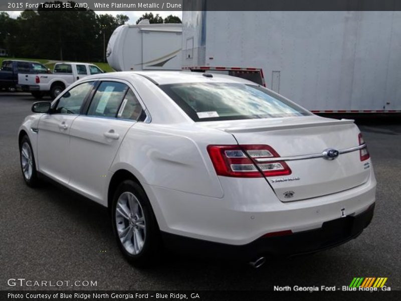 White Platinum Metallic / Dune 2015 Ford Taurus SEL AWD