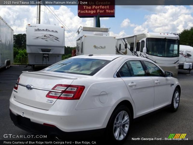 White Platinum Metallic / Dune 2015 Ford Taurus SEL AWD