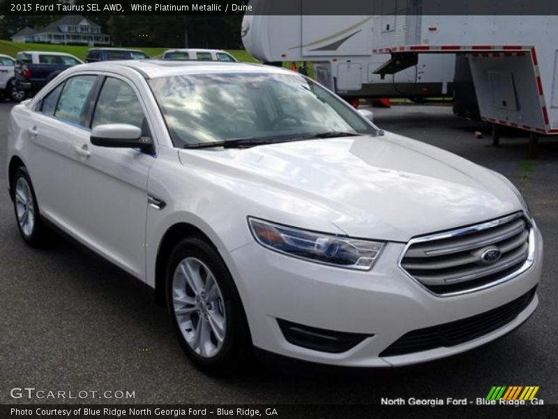 White Platinum Metallic / Dune 2015 Ford Taurus SEL AWD