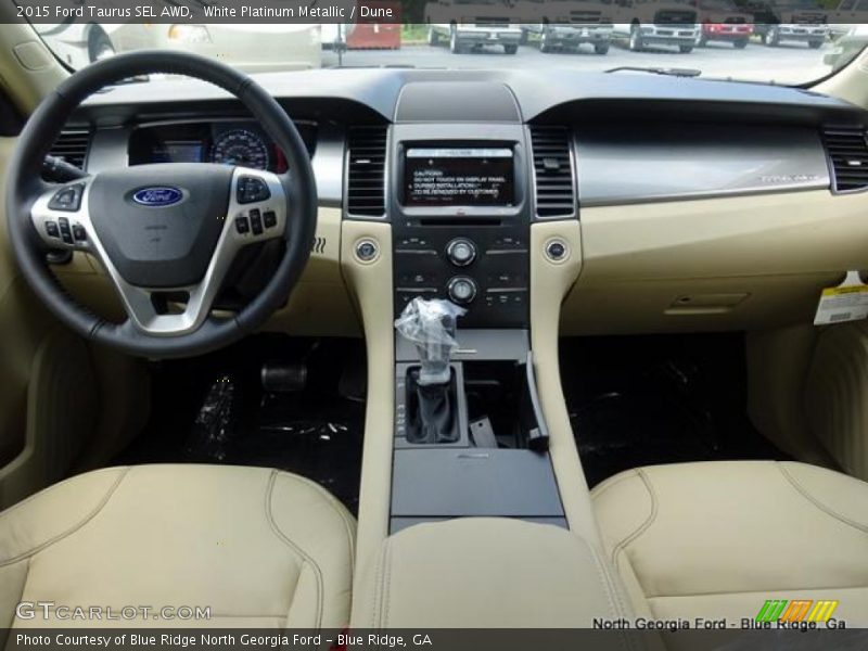 White Platinum Metallic / Dune 2015 Ford Taurus SEL AWD
