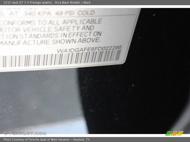 Orca Black Metallic / Black 2015 Audi Q7 3.0 Prestige quattro