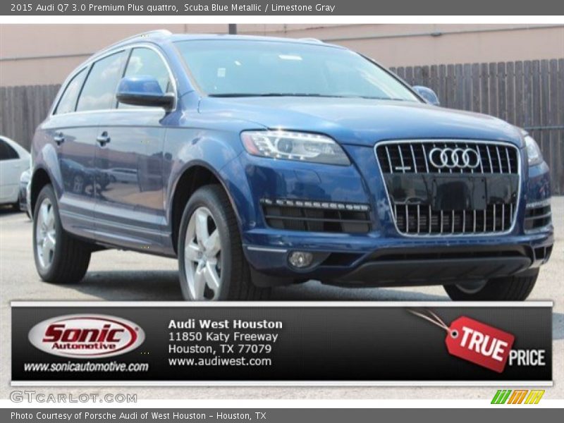 Scuba Blue Metallic / Limestone Gray 2015 Audi Q7 3.0 Premium Plus quattro