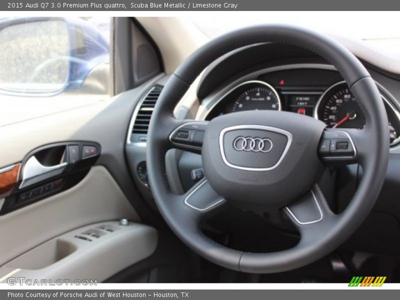 Scuba Blue Metallic / Limestone Gray 2015 Audi Q7 3.0 Premium Plus quattro