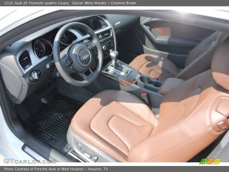 Glacier White Metallic / Chestnut Brown 2015 Audi A5 Premium quattro Coupe