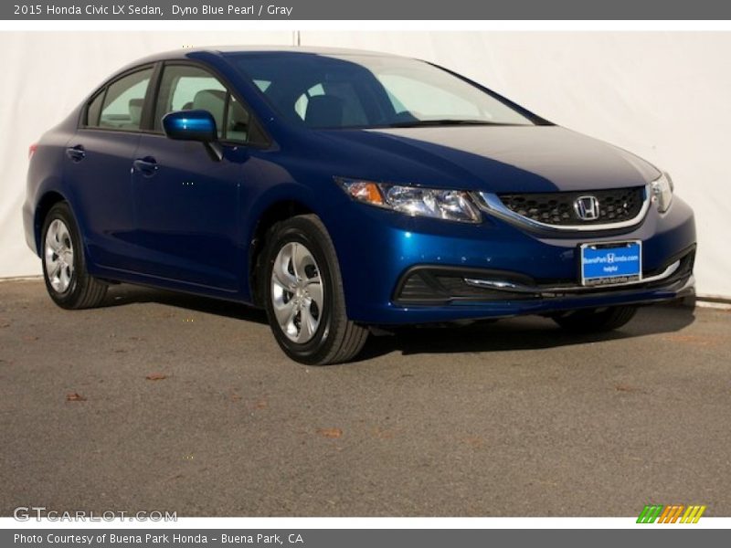 Dyno Blue Pearl / Gray 2015 Honda Civic LX Sedan