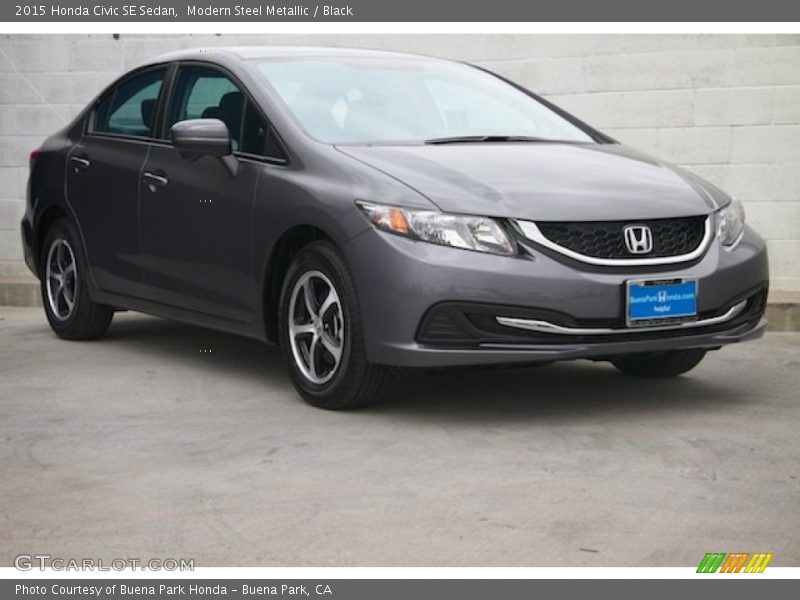 Modern Steel Metallic / Black 2015 Honda Civic SE Sedan