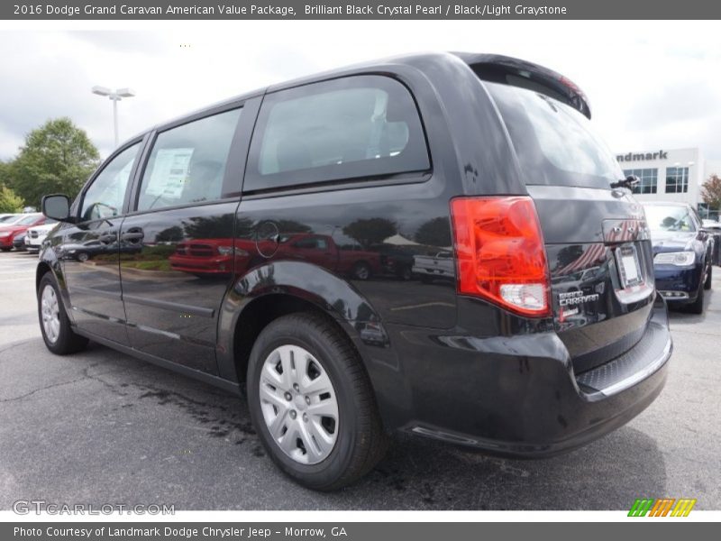 Brilliant Black Crystal Pearl / Black/Light Graystone 2016 Dodge Grand Caravan American Value Package