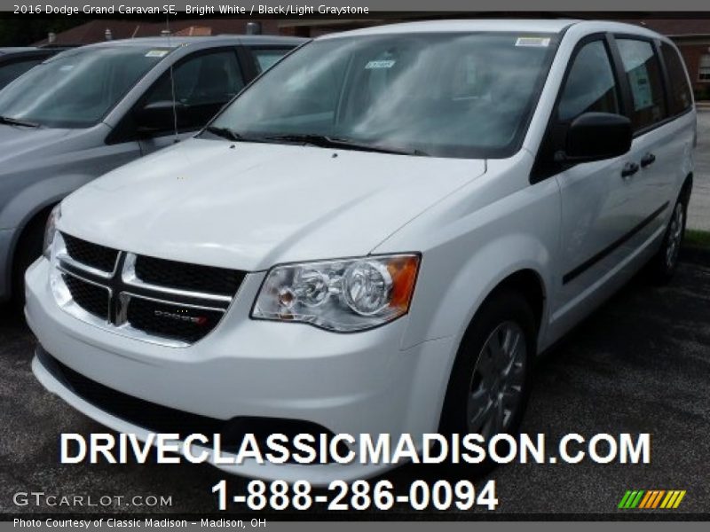 Bright White / Black/Light Graystone 2016 Dodge Grand Caravan SE