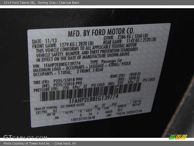 Sterling Gray / Charcoal Black 2014 Ford Taurus SEL