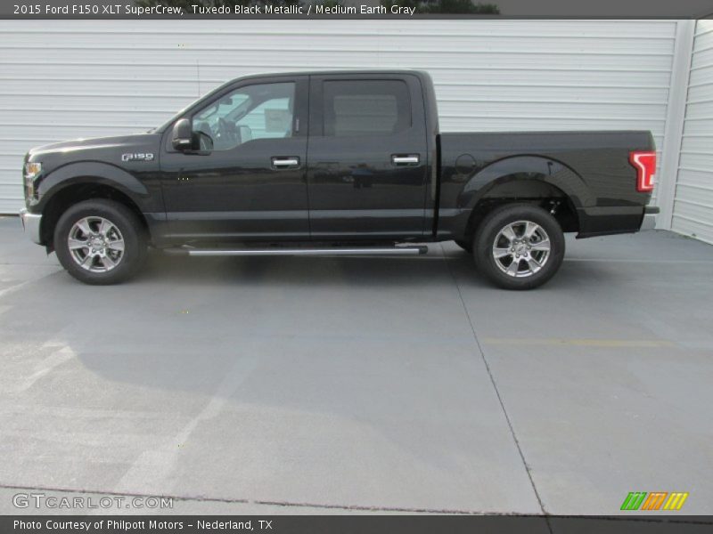 Tuxedo Black Metallic / Medium Earth Gray 2015 Ford F150 XLT SuperCrew